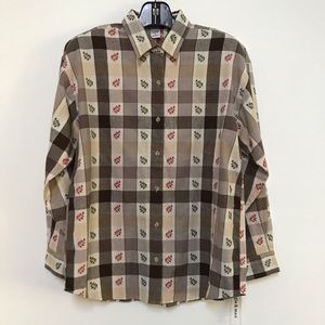 NWT maggie & max fall leaf print vintage button shirt m